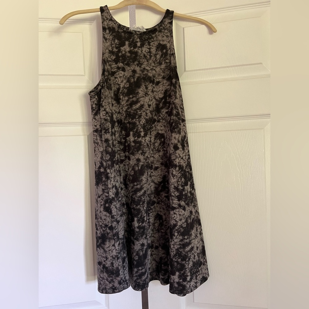 Black Bead Monochrome Tie-Dye Mini Dress